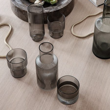 FERM LIVING Ripple Long Drink Glasses, Smoked Grey (Set of 4) - Image 3